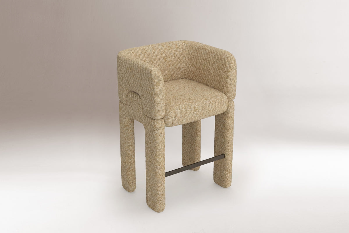 Mosaico Bar and Counter Chair natural boucle studio by Maison Burgos