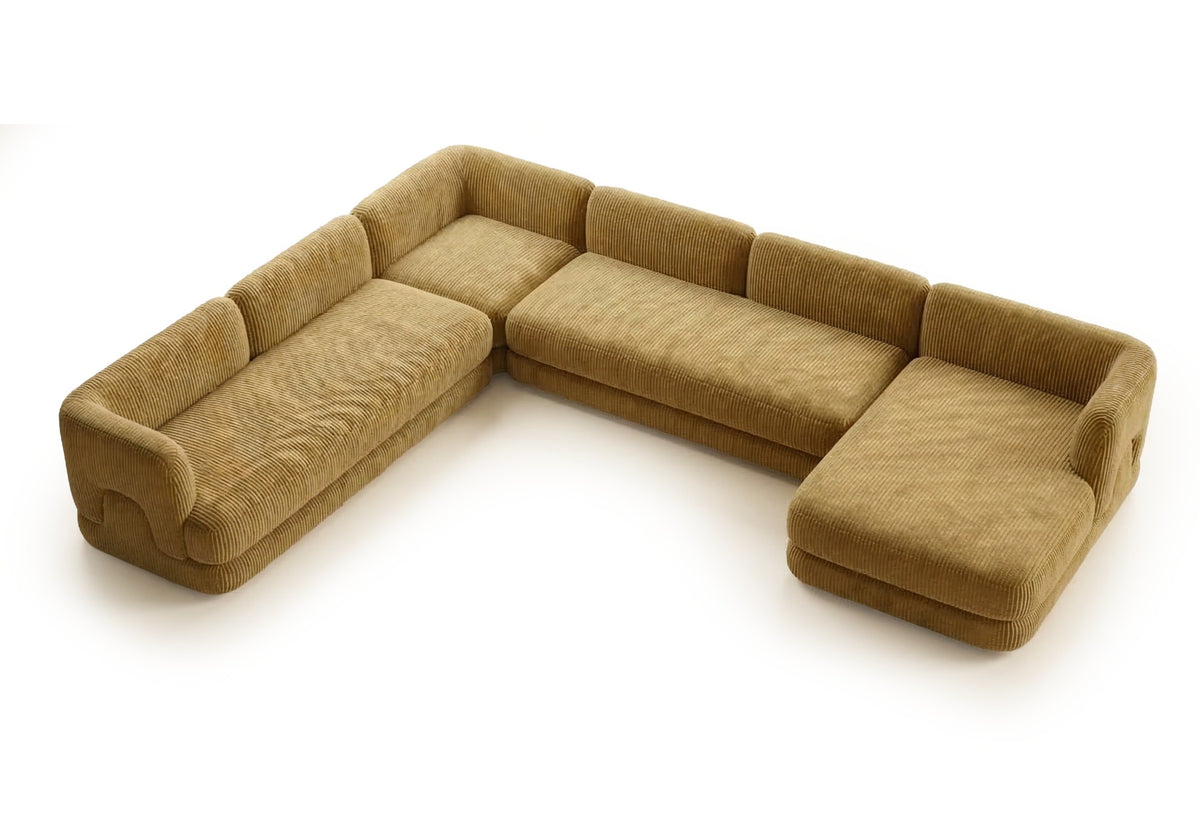 Mosaico Sectional Sofa Composition 4 ochre velvet white by Maison Burgos