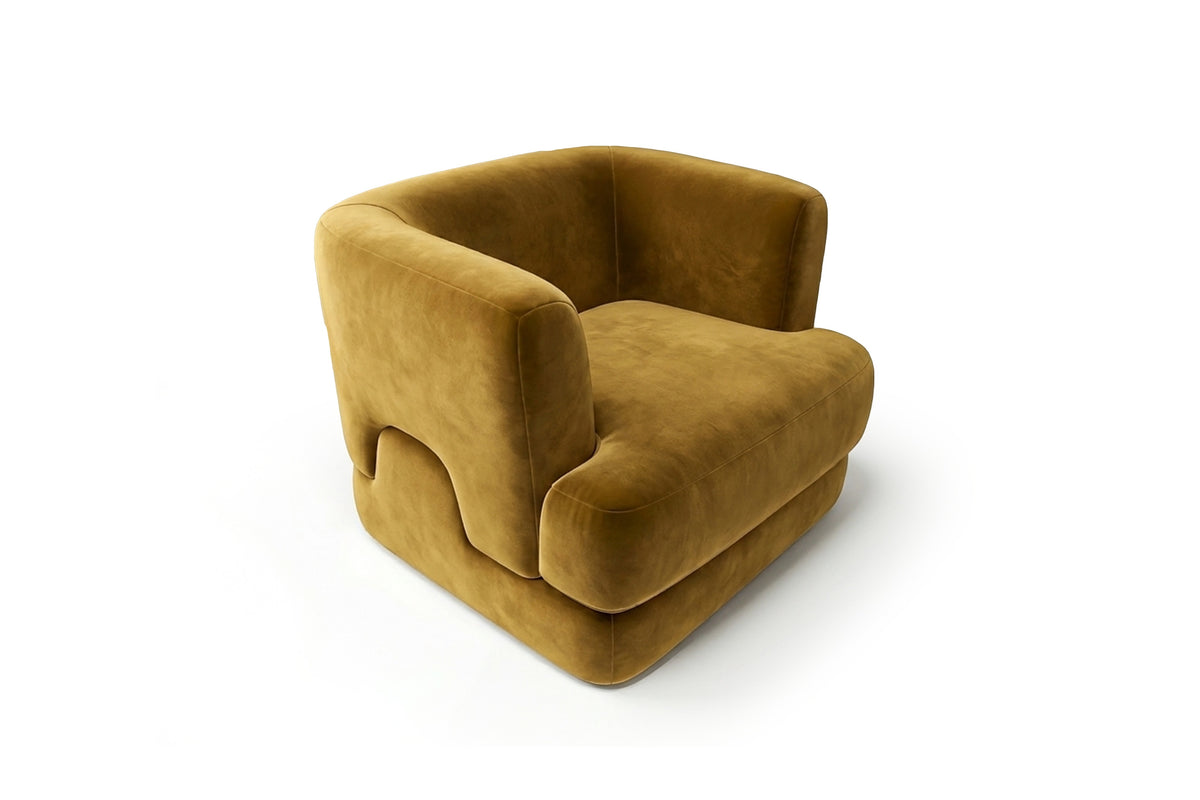 Mosaico Armchair ochre velvet white by Maison Burgos