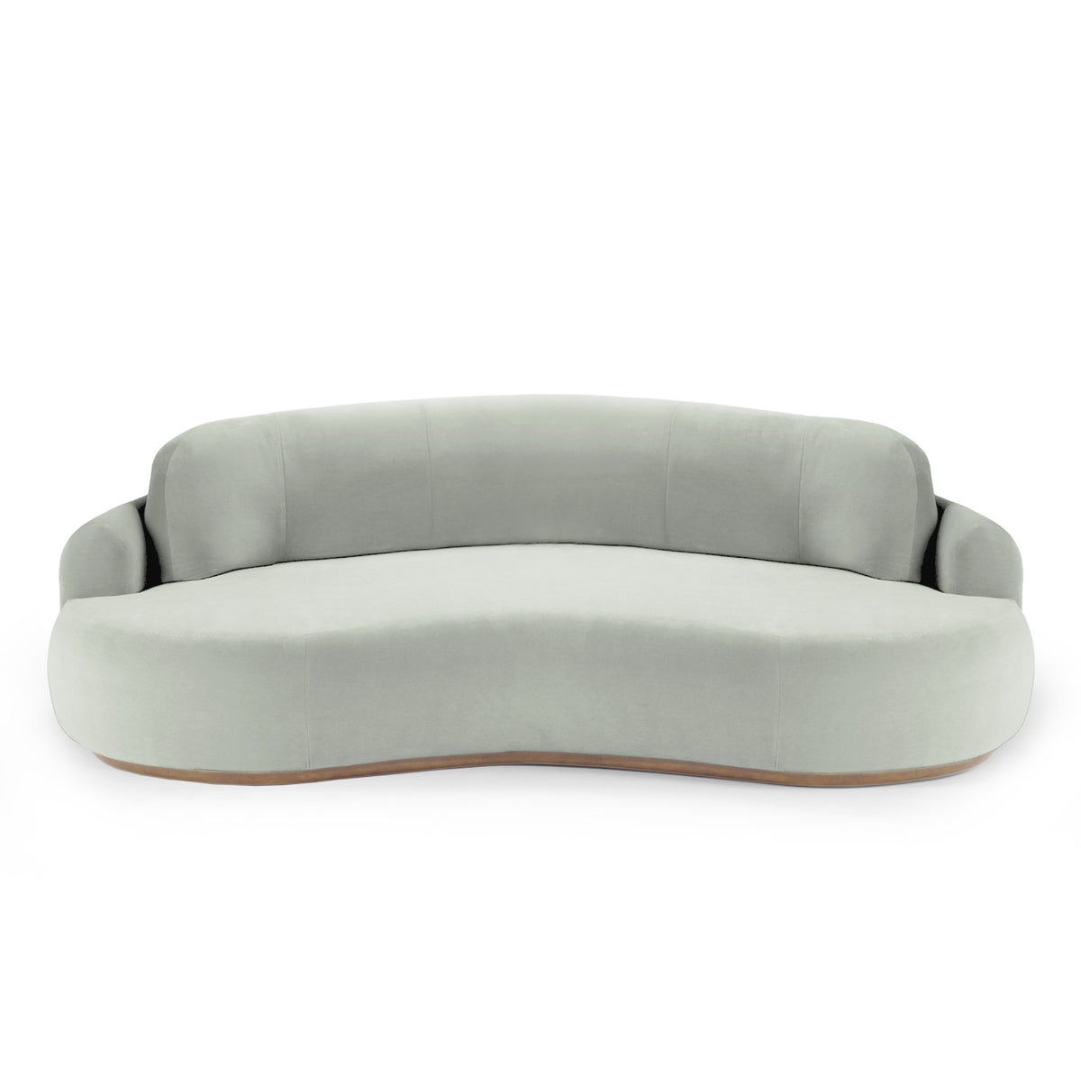 Naked Round Sofa in soft jade upholstery by Maison Burgos