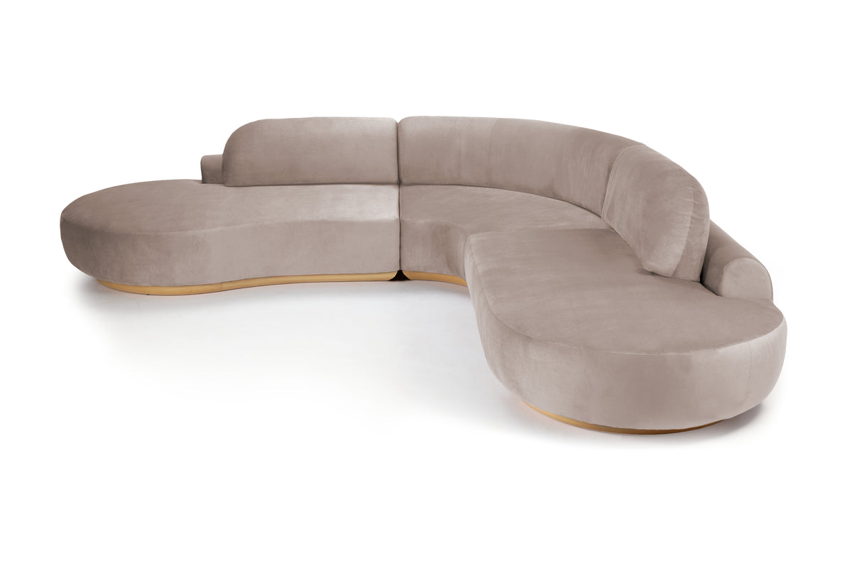Naked Curved Sectional Sofa 3 Piece in grey by Maison Burgos