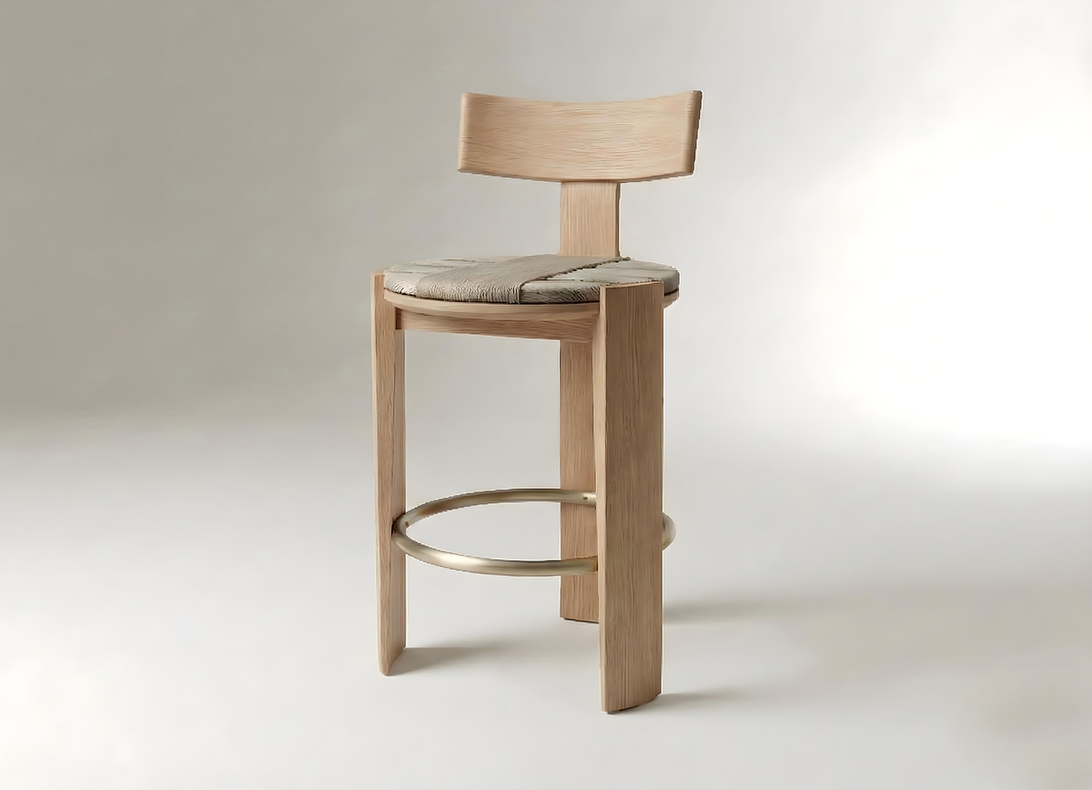 Nest Bar Stool light ash three-quarter view by Maison Burgos