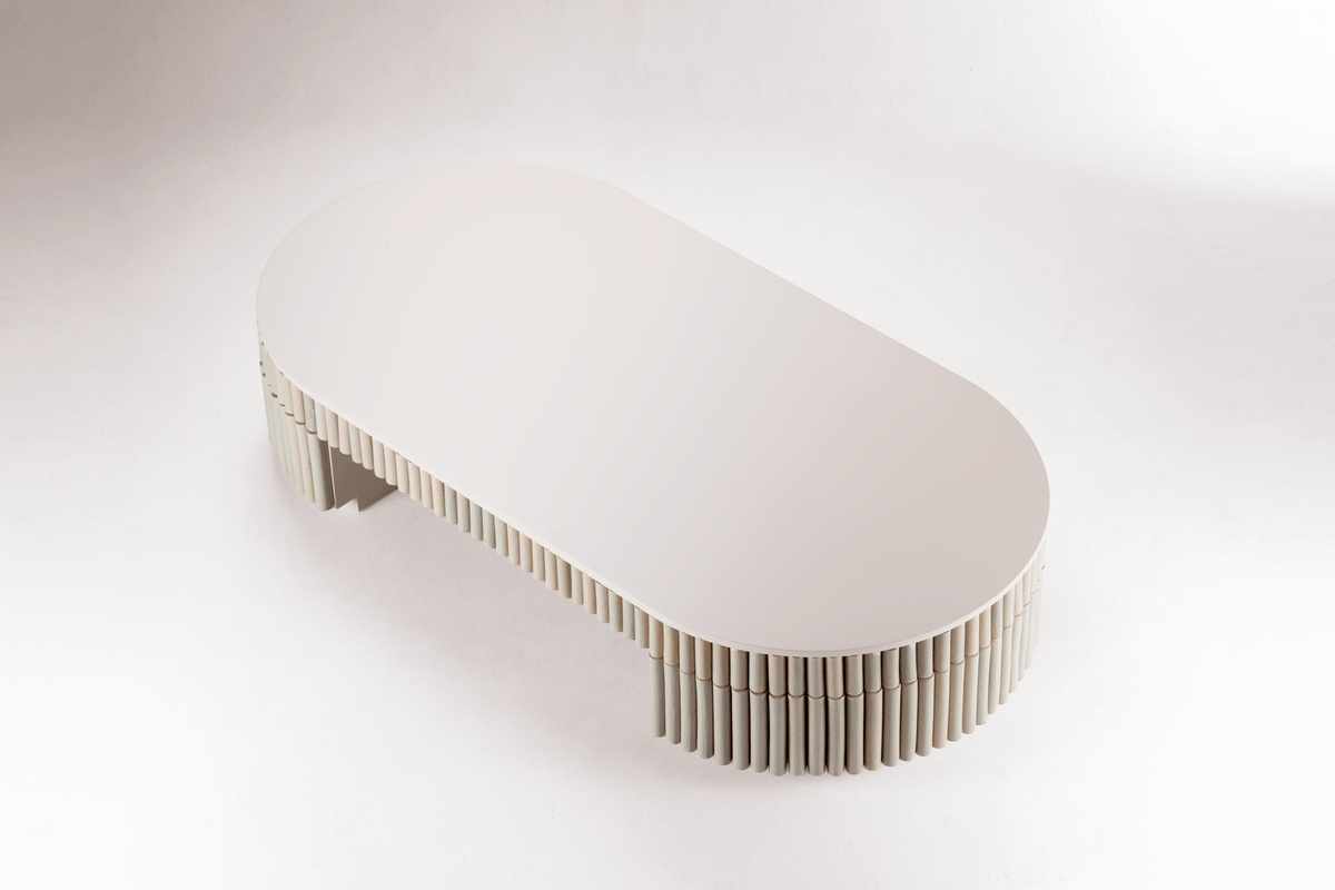 Nouvelle Vague Center Table lacquer top from above, three-quarter view