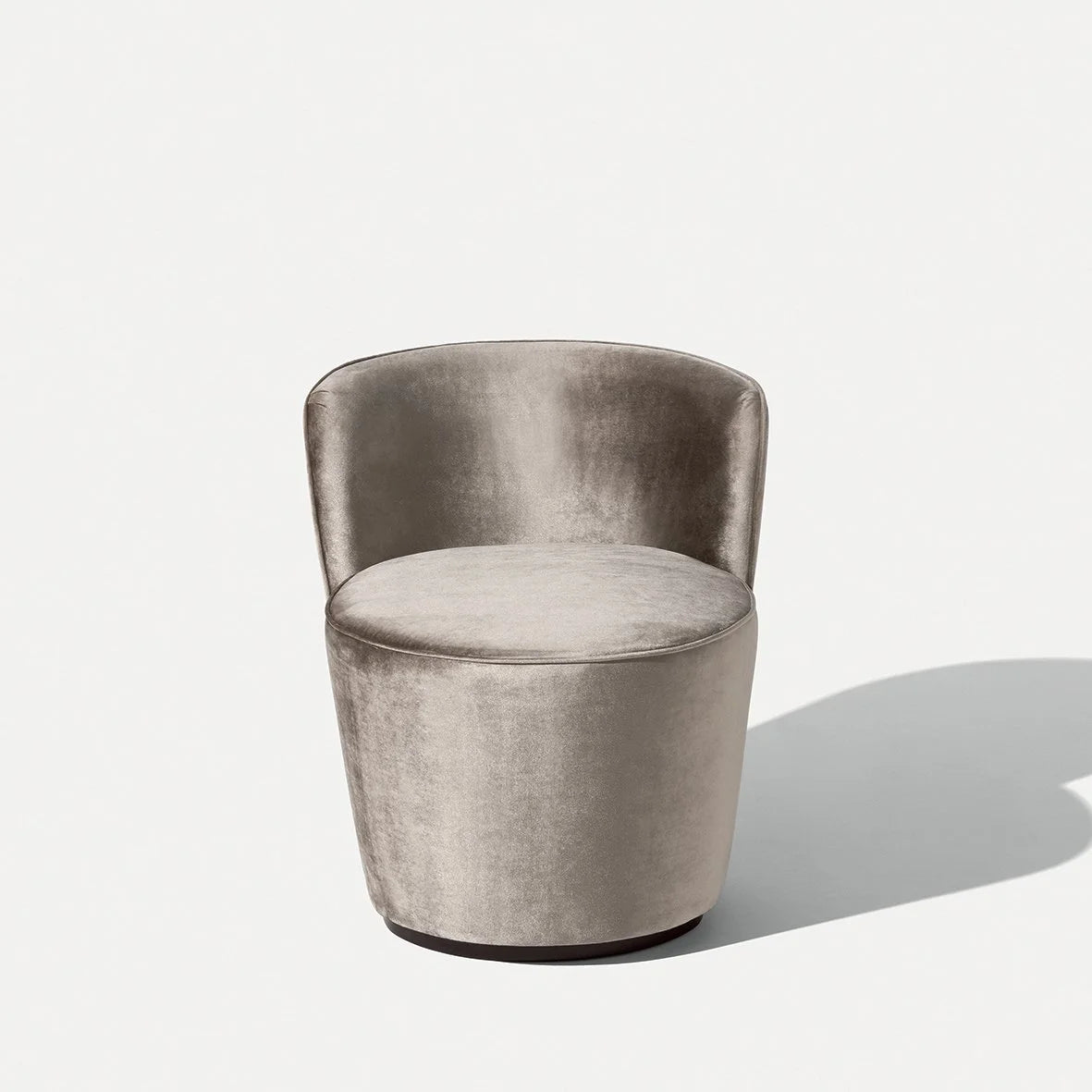 Opera Armchair in grey-taupe velvet, front view