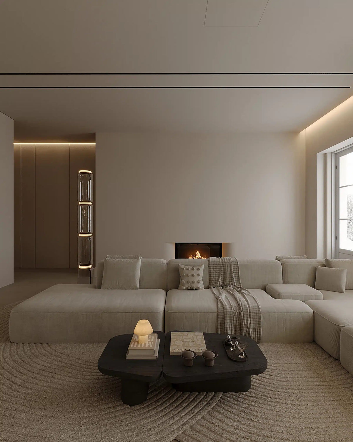 Pangea Coffee Table in a neutral living room with a cream sectional
