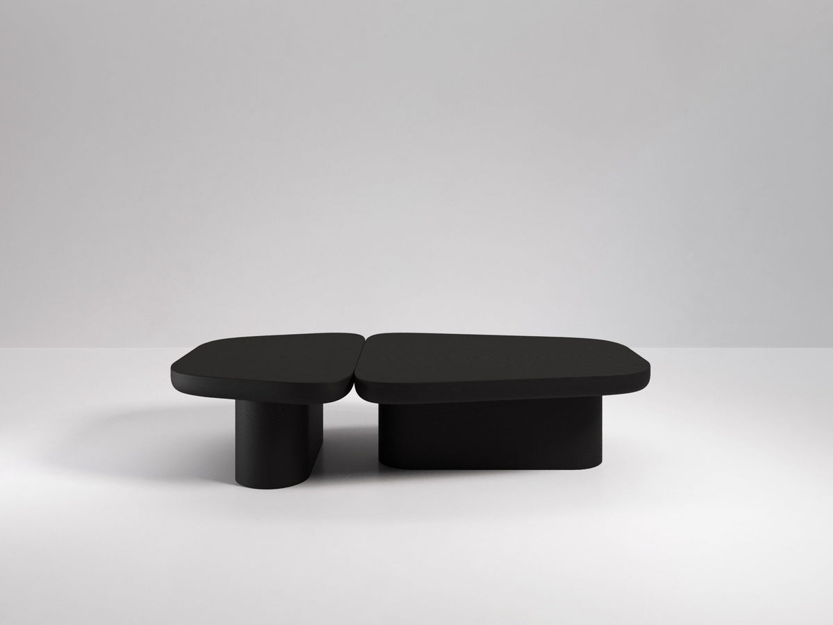 Pangea Coffee Table in black on a grey backdrop, front view