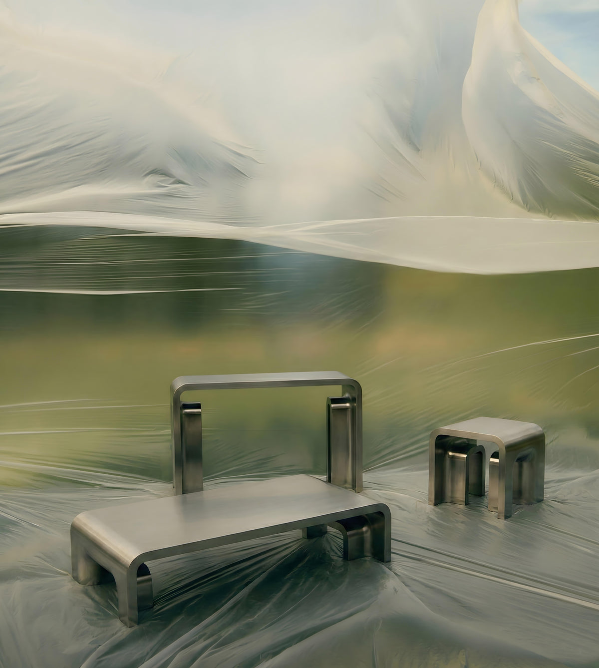Plié Collection side table, centre table and console by Maison Burgos