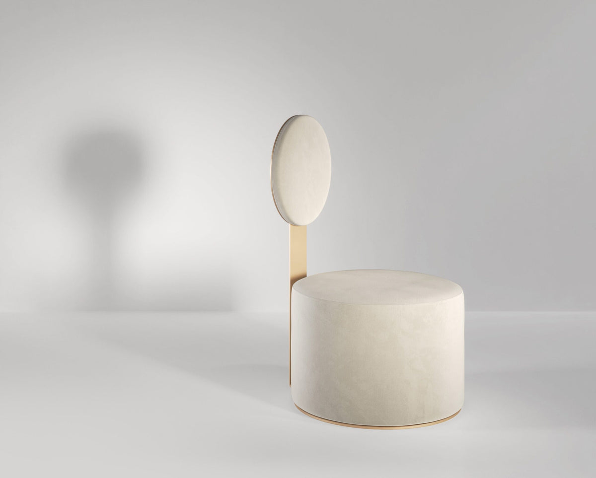 Pop Lounge Chair in cream on a grey backdrop, three-quarter view