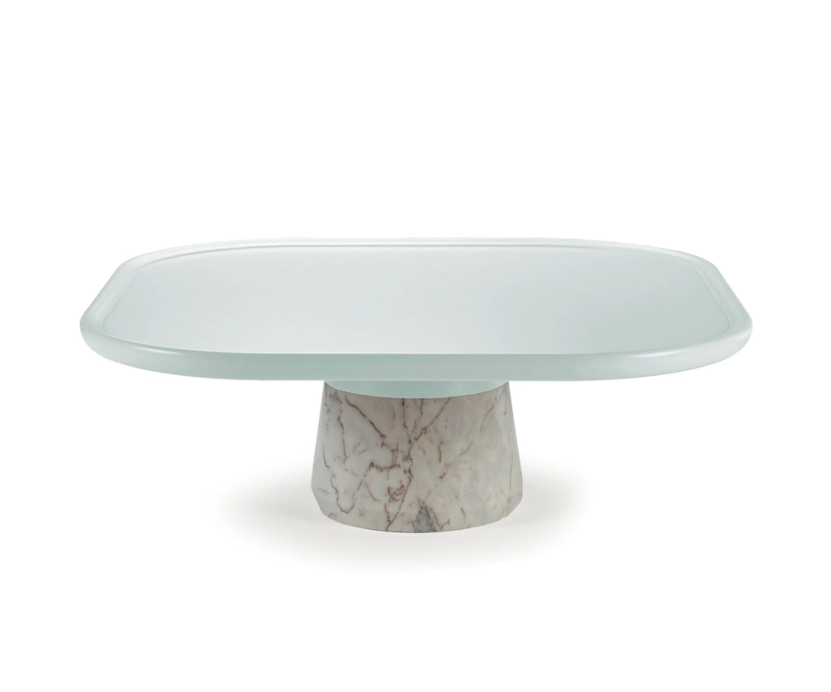 Poppy Coffee Table - Jade Lacquered Top on a white marble base