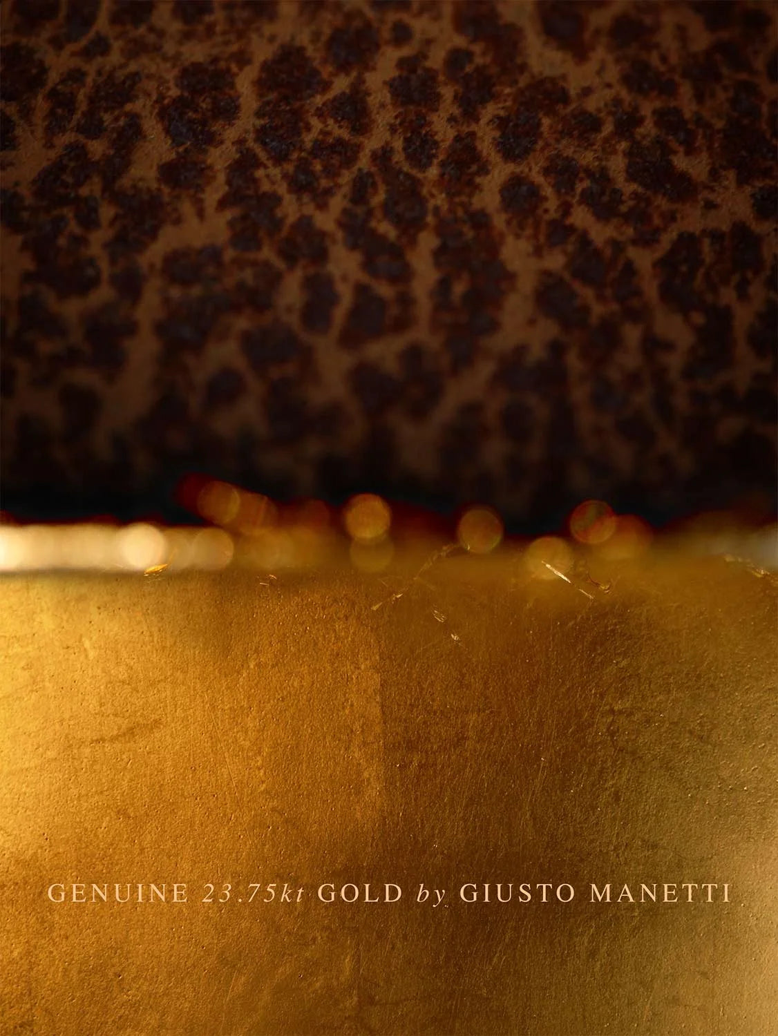 Mammalampa Queen Floor Lamp close-up of corroded shade edge over gold leaf