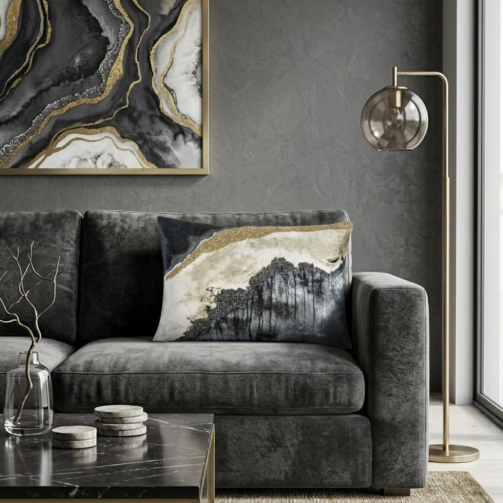 Rica Lumbar Pillow, Multicolored, styled in a living room by Maison Burgos