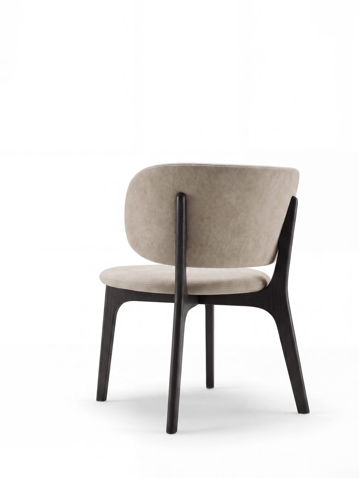 Richmond Lounge Chair in taupe velvet, rear three-quarter view