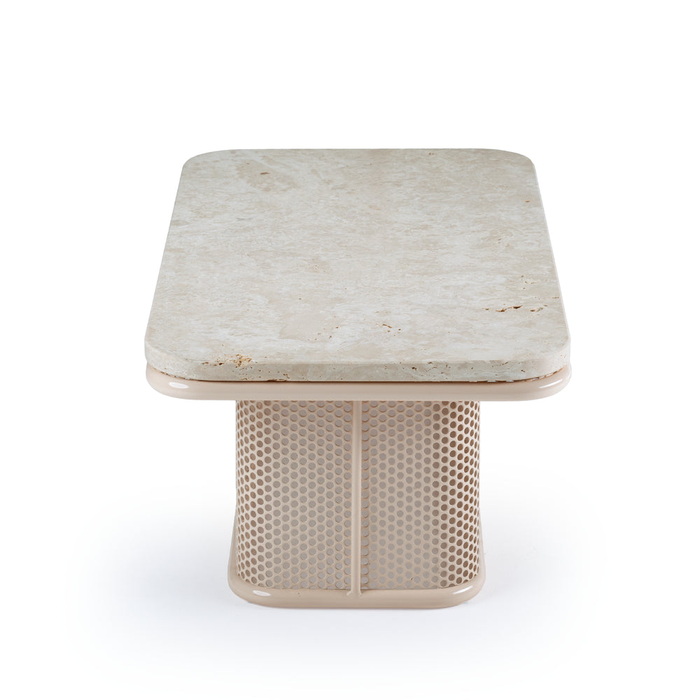 Riviera Modular Coffee Table in Travertine, front view