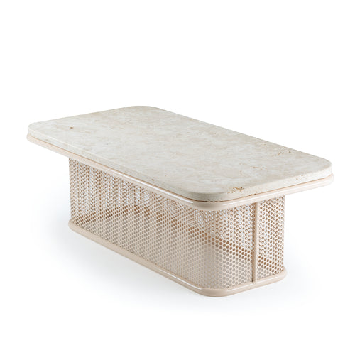 Riviera Modular Coffee Table in Travertine, side view