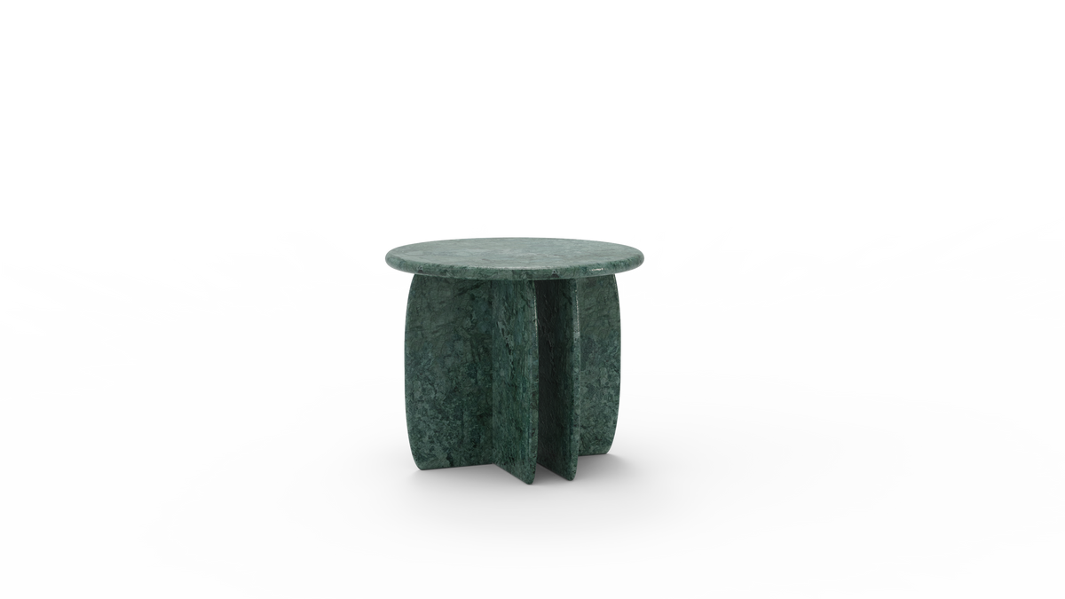 Catus Side Table - Outdoor in dark green marble, front view