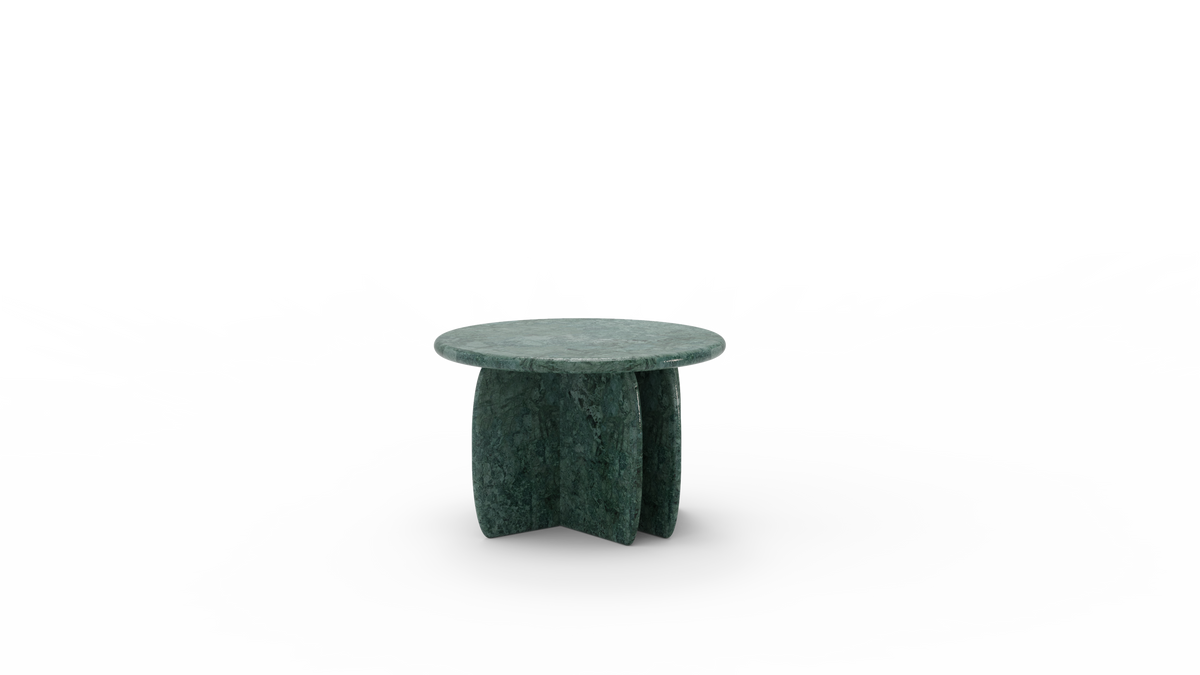 Catus Side Table - Outdoor in dark green marble, low front view