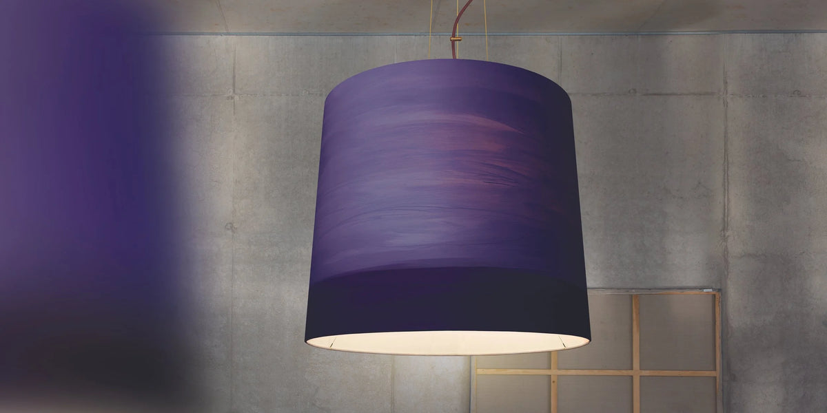 Mammalampa Sisters Pendant Light Extra Large - Evening, violet shade in a concrete room