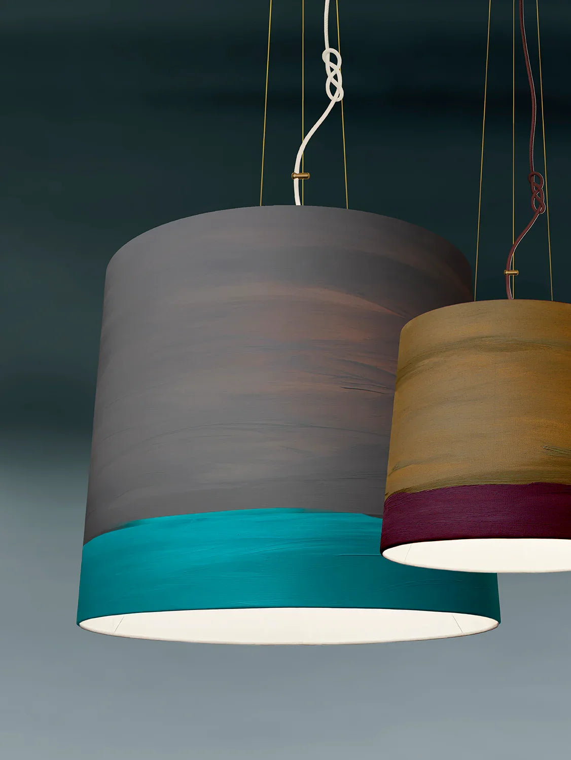 Mammalampa Sisters Pendant Light Extra Large - Rain, hand-painted shades hanging