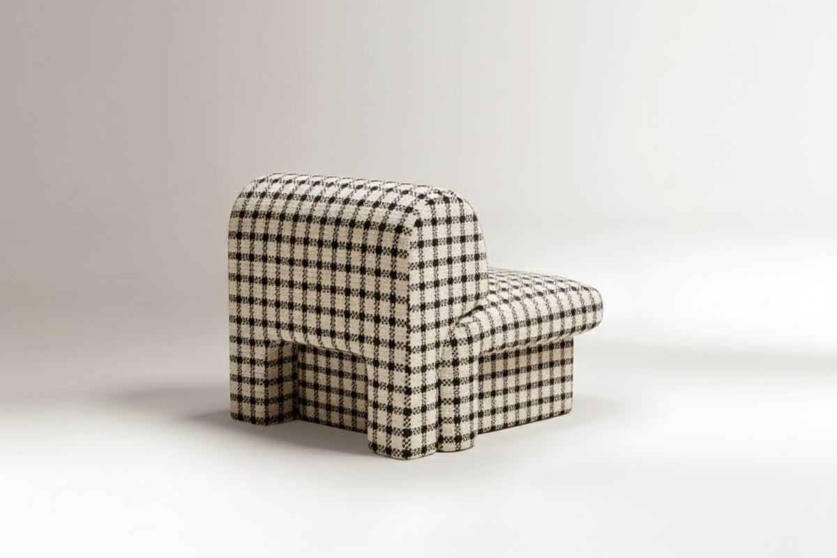 Slide Armchair in check fabric, back angle by Maison Burgos