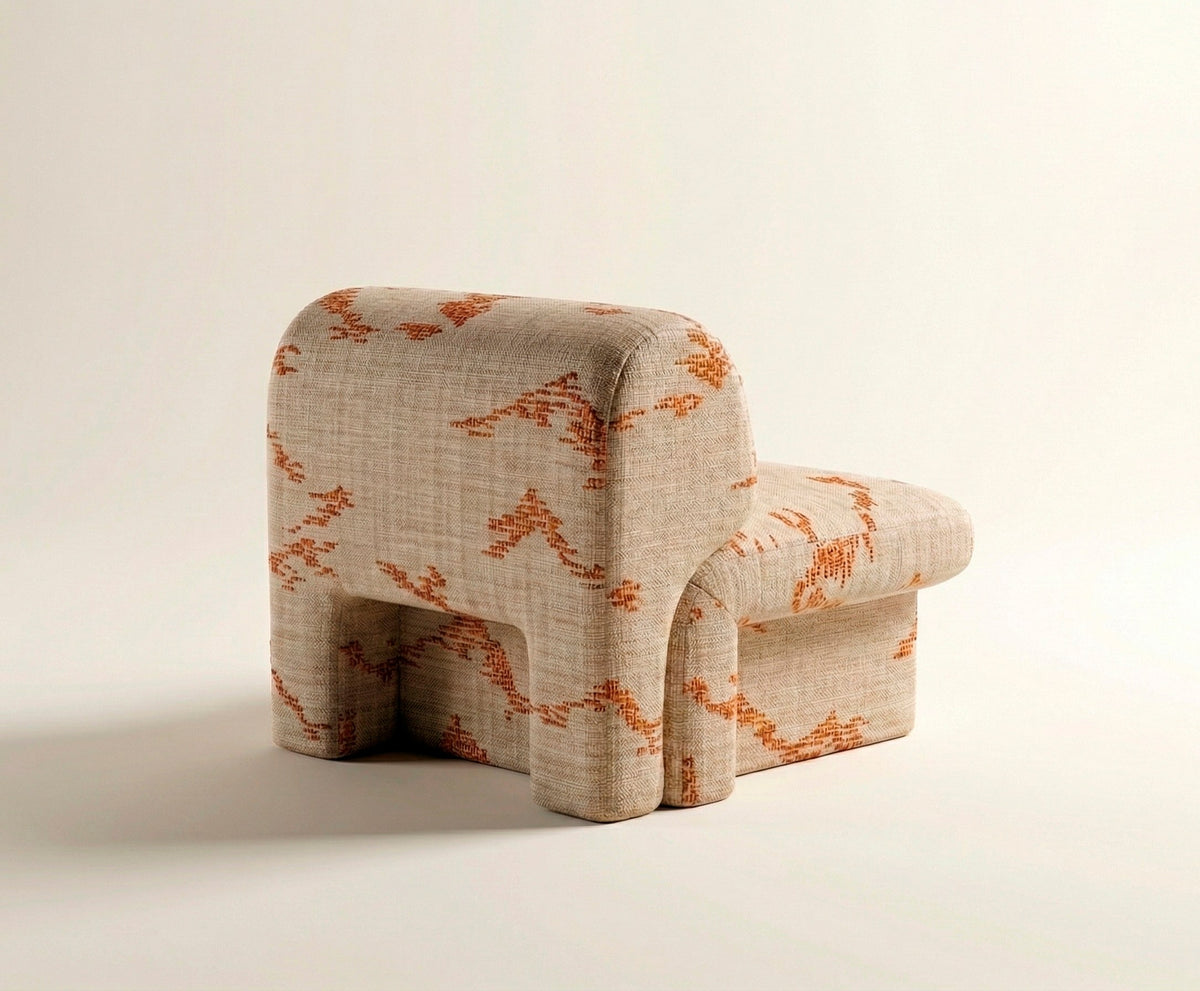 Slide Armchair in patterned fabric, back angle by Maison Burgos
