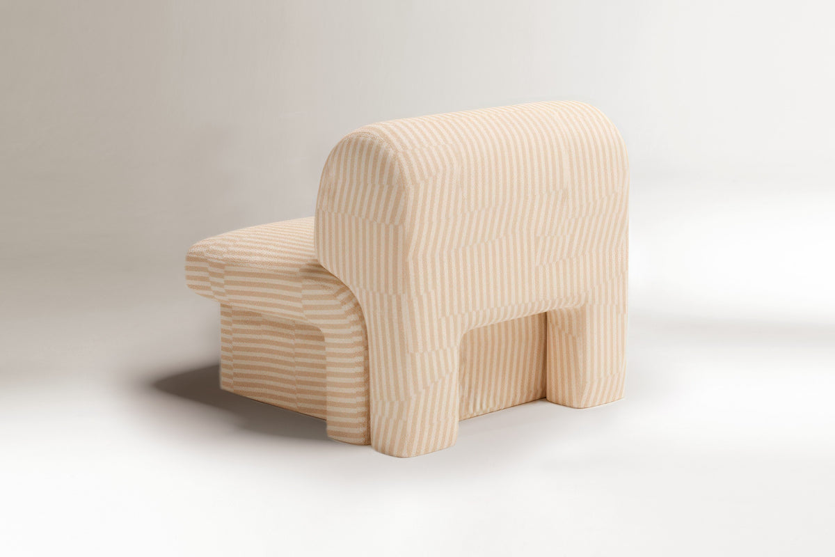 Slide Armchair in striped fabric, back angle by Maison Burgos
