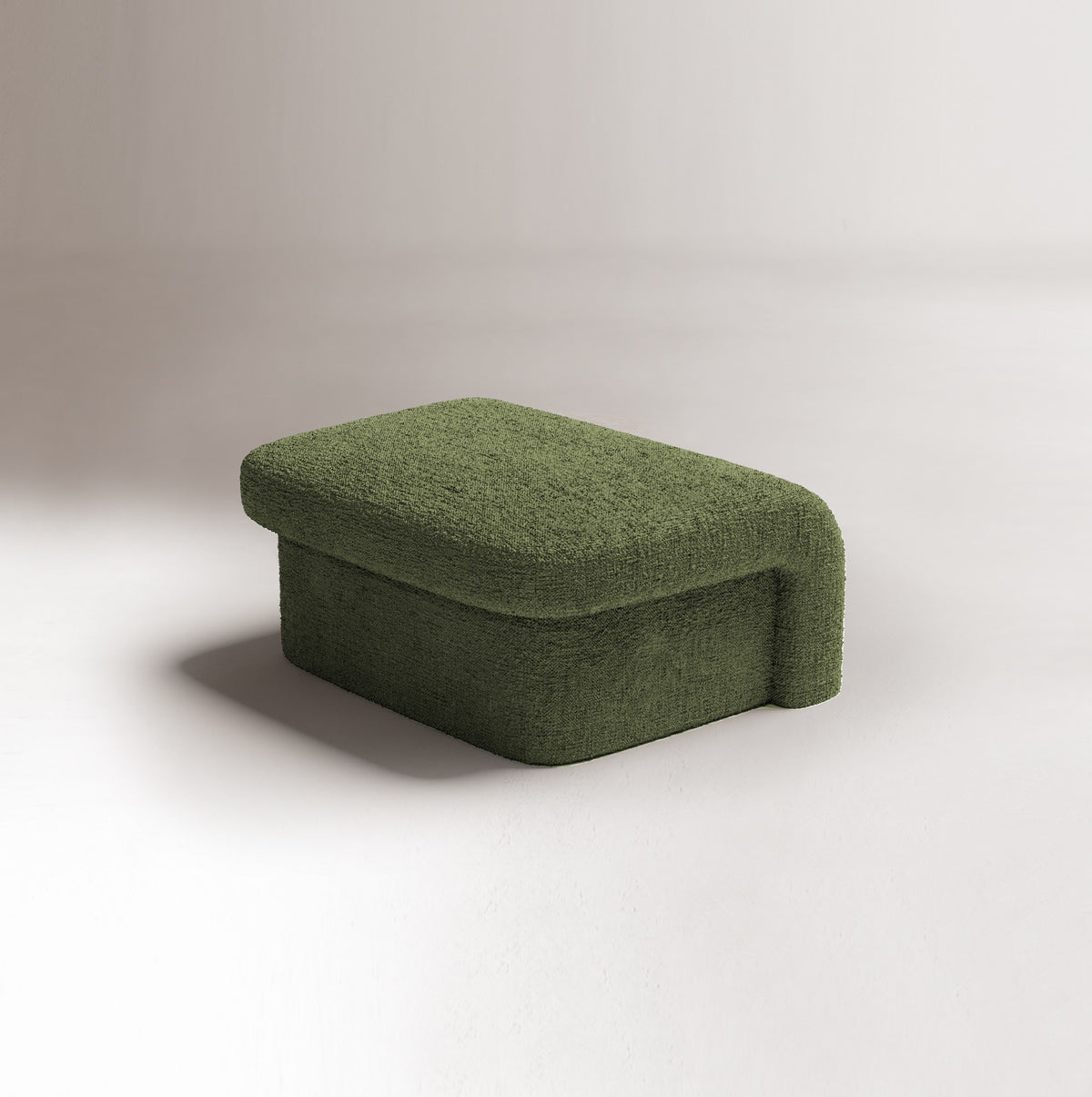 Slide Ottoman pouf 1 in green boucle by Maison Burgos