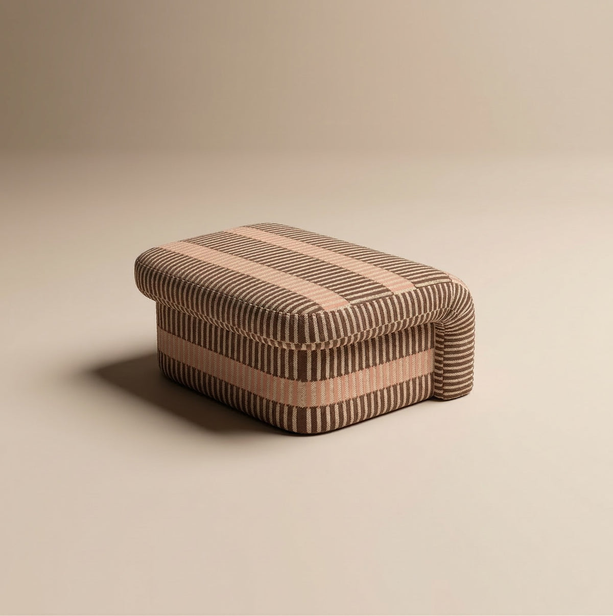 Slide Ottoman pouf 1 in striped fabric by Maison Burgos