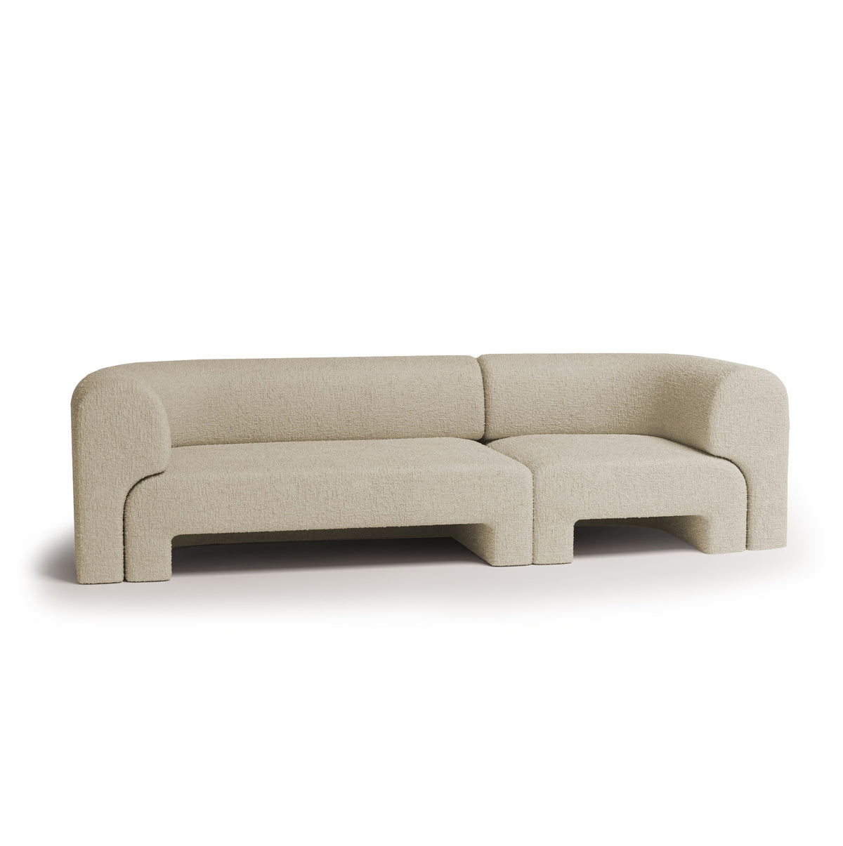 Slide Sectional Sofa Composition 1 in ivory fabric, angle view, by Maison Burgos