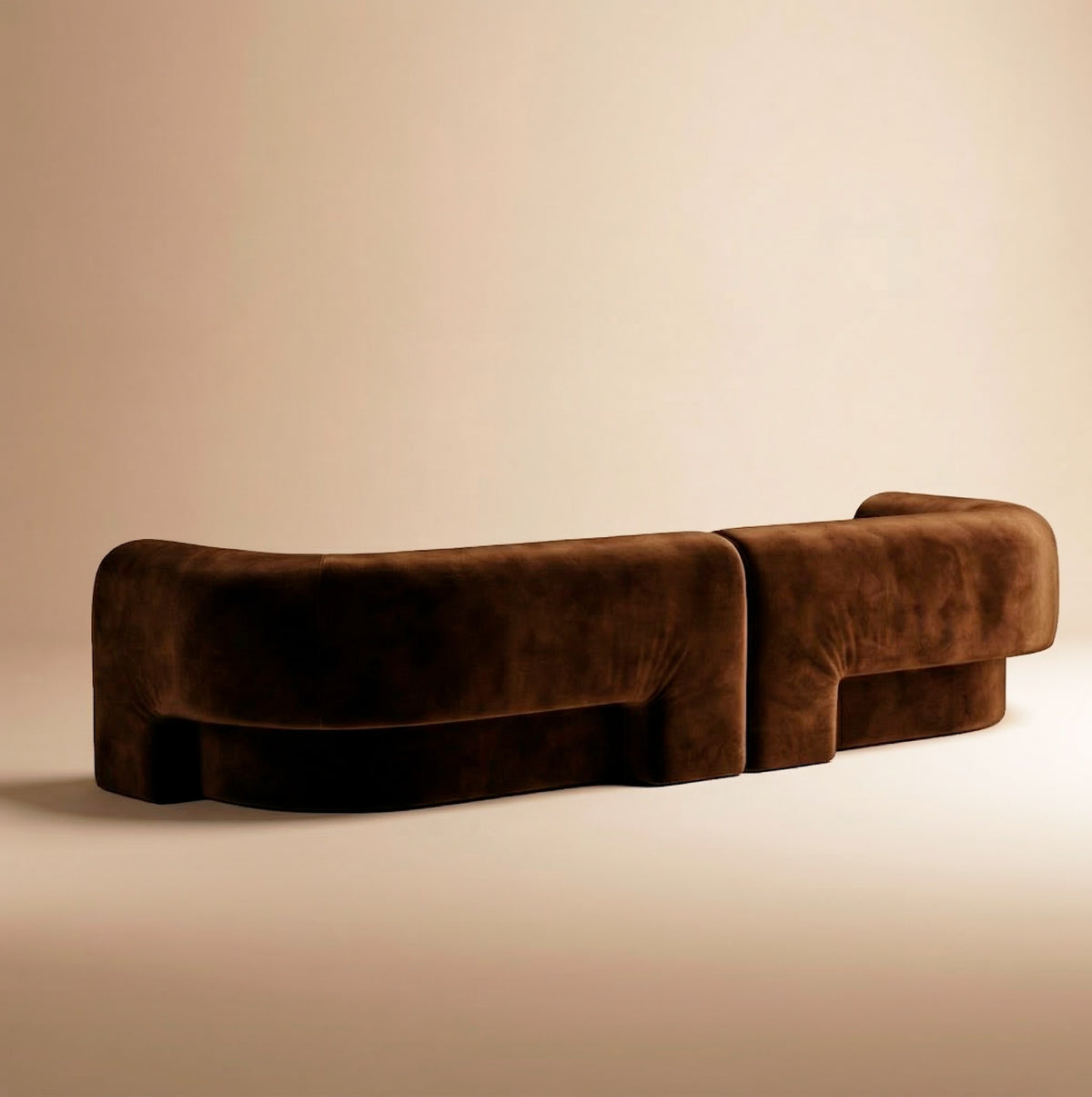 Slide Sectional Sofa Composition 2 in rust velvet, back view, by Maison Burgos