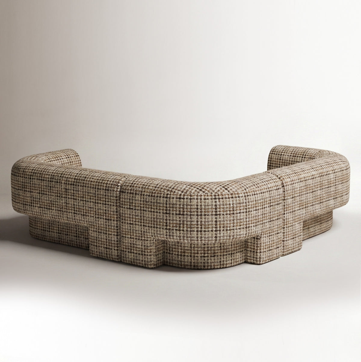 Slide Sectional Sofa Composition 3 in check fabric, back view, by Maison Burgos