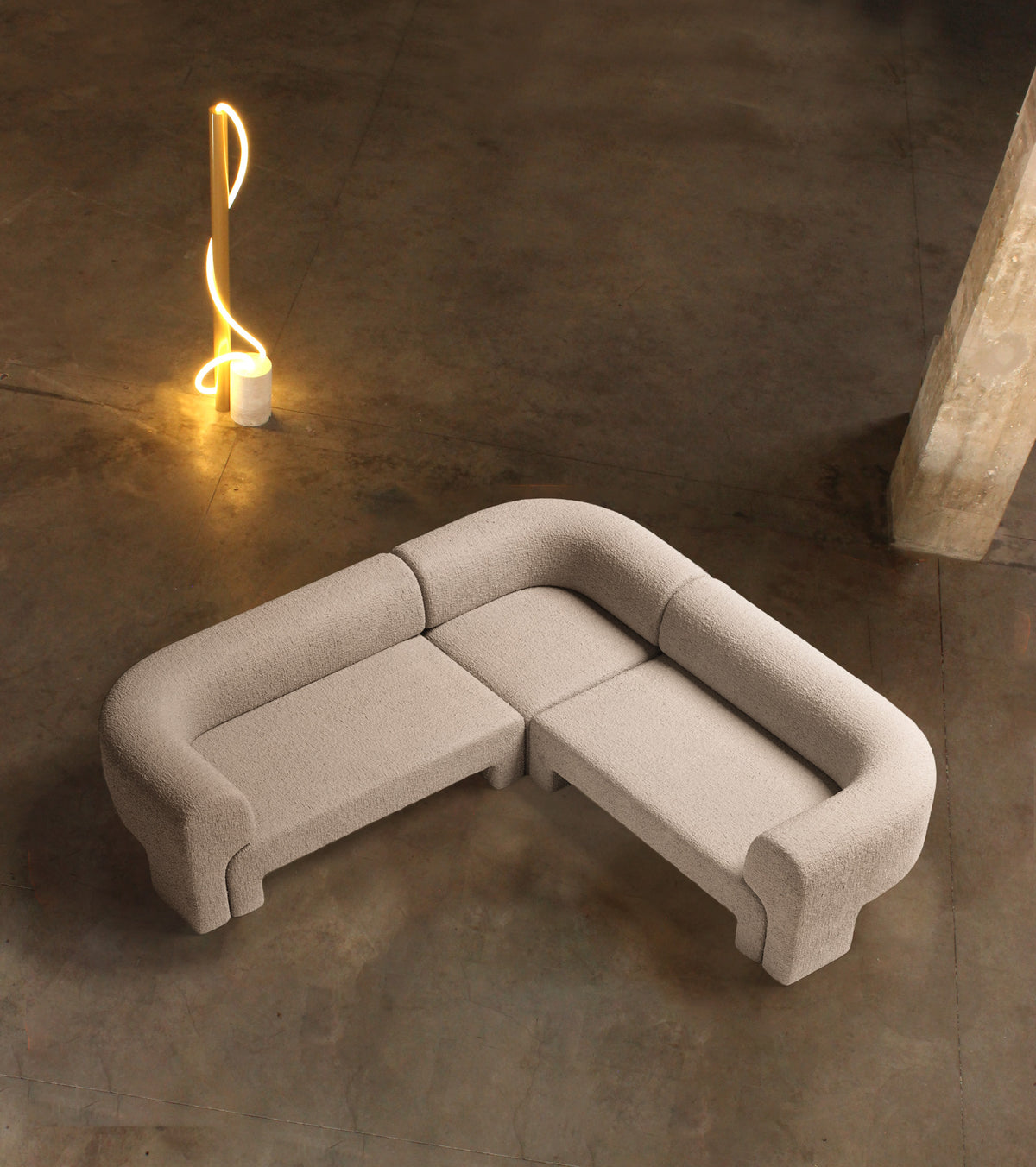 Slide Sectional Sofa Composition 3 in ivory fabric in an interior by Maison Burgos
