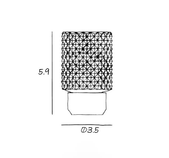 Sons of Marble Candle holder hurricane dimension drawing: 5.9" high, Ø3.5"