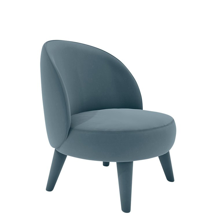Sophie Chair in light blue velvet, three-quarter view
