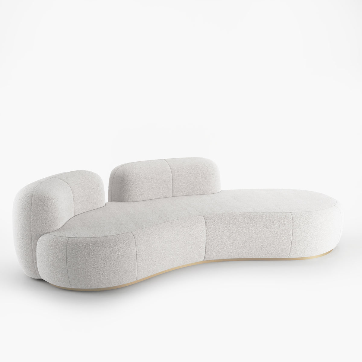Tateyama XL Sofa in white boucle on a slim wood base, three-quarter view