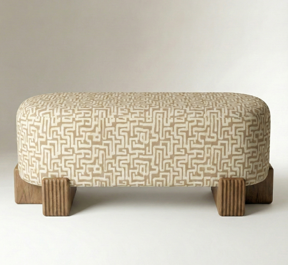 Twin Bench labyrinth fabric front view by Maison Burgos