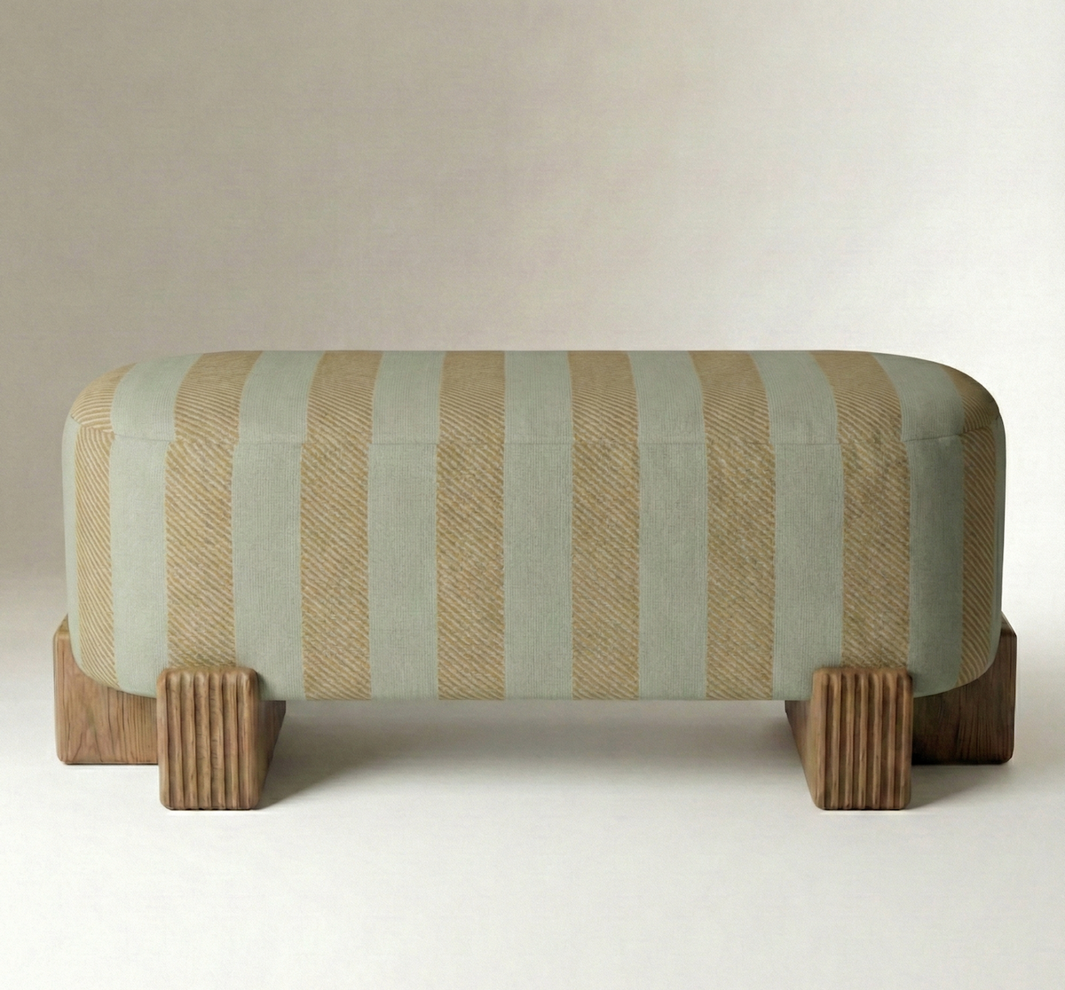 Twin Bench striped upholstery front view by Maison Burgos