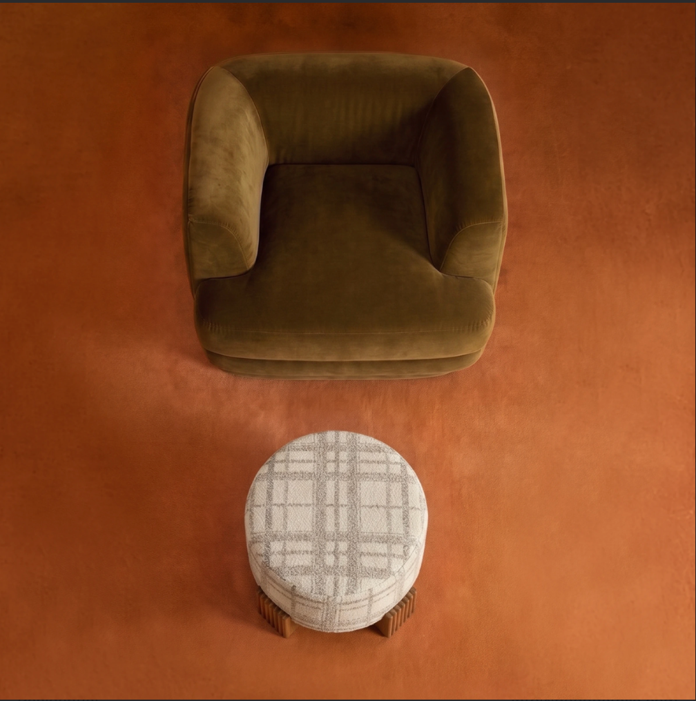 Twin Ottoman with armchair top view by Maison Burgos