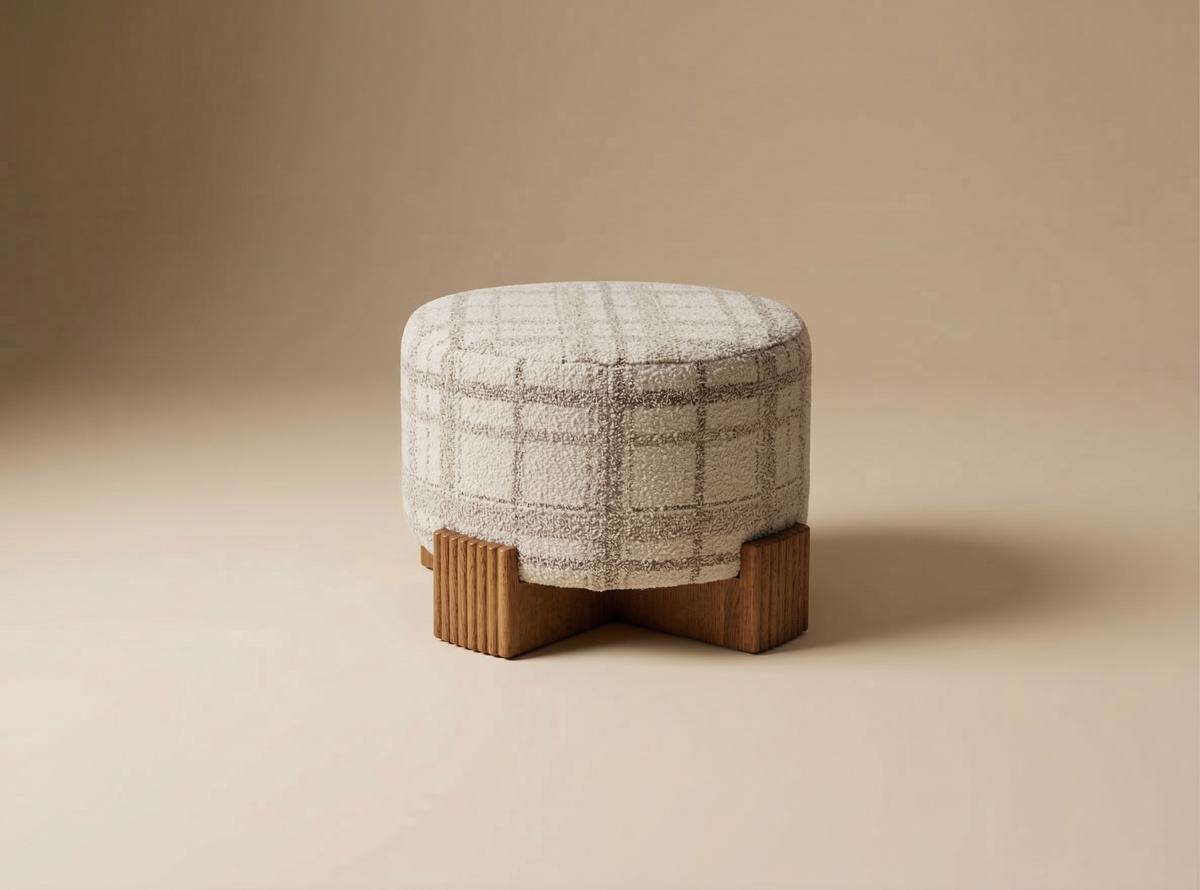 Twin Ottoman small in check fabric by Maison Burgos