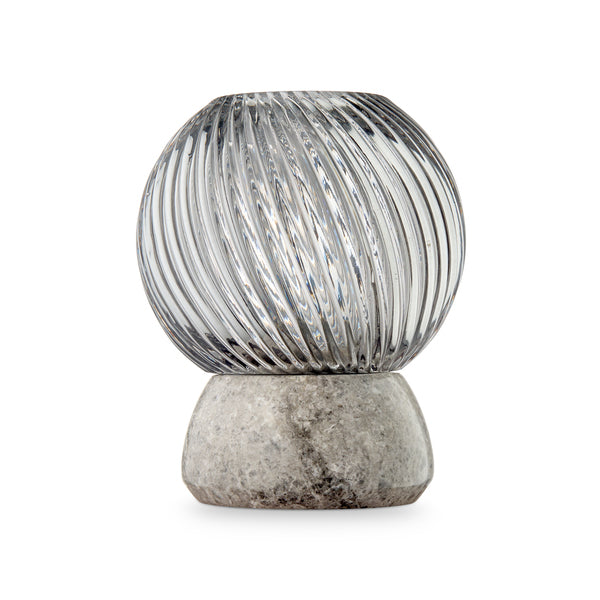 Twist of Marble Candle Holder in Silver marble and Smoke glass by Maison Burgos