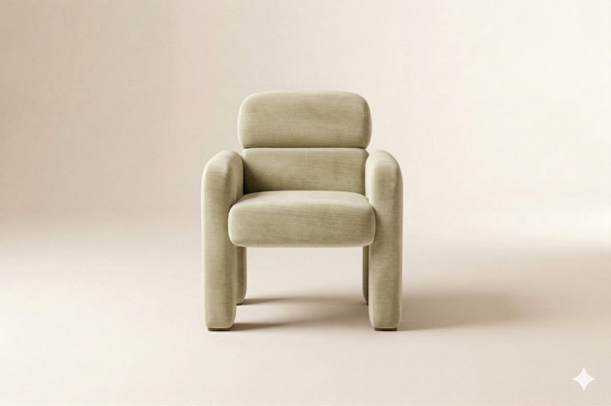Vertigo Dining Chair in green upholstery by Maison Burgos