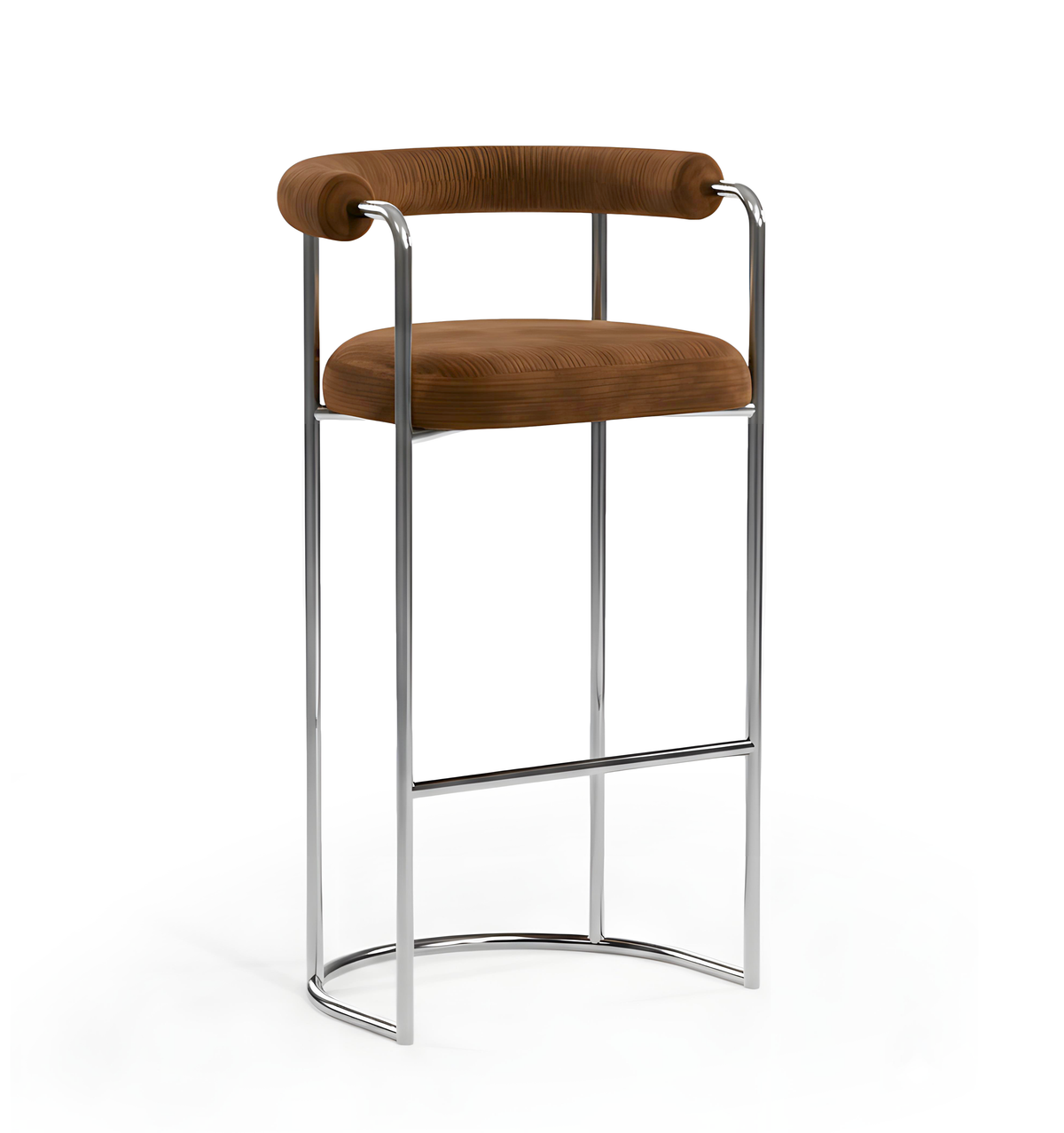 Volta Bar Stool Orion III Clove with polished nickel by Maison Burgos