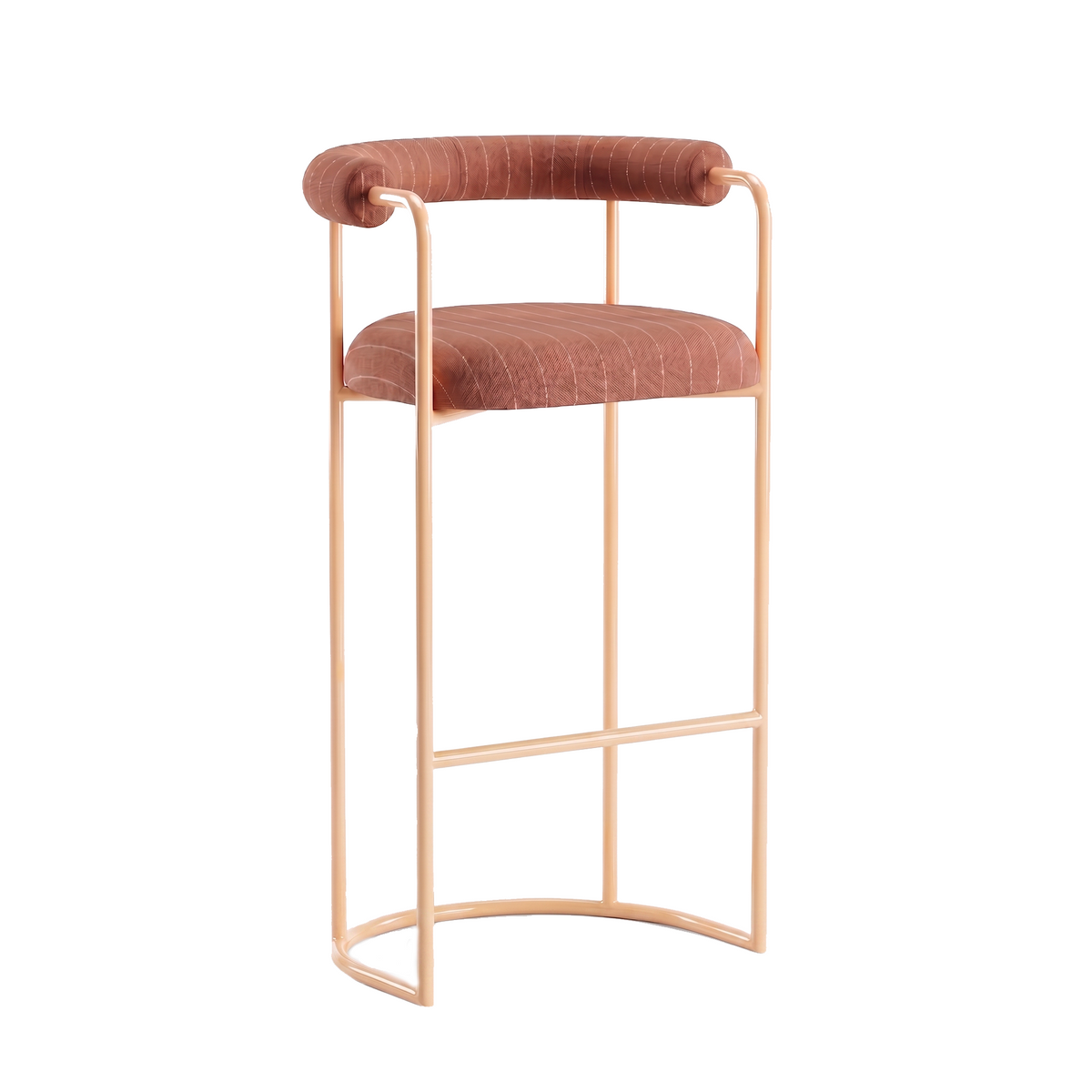 Volta Bar Stool Strasse Cinnamon with Nude lacquered metal by Maison Burgos