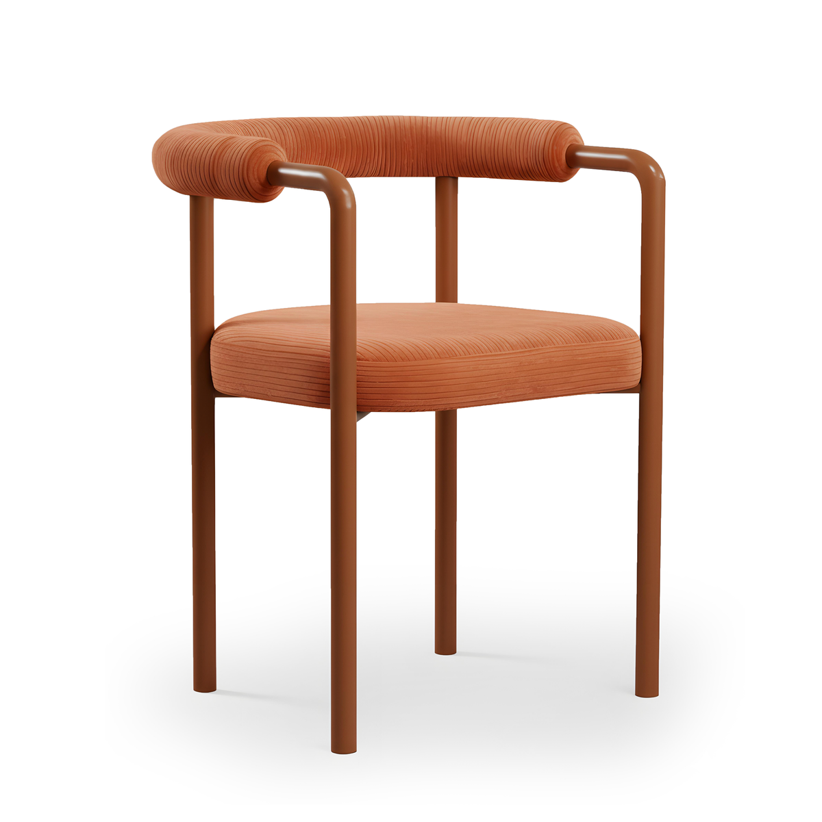 Volta Dining Chair Orion III Terracotta with Copper Color lacquered feet by Maison Burgos