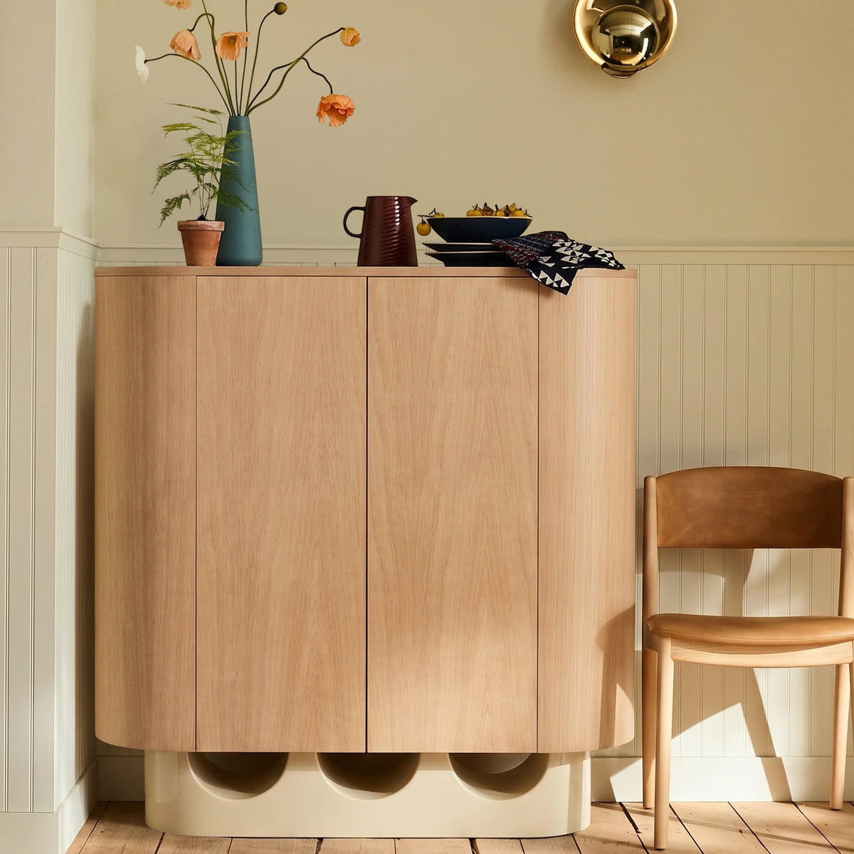 Wave Bar Cabinet styled in a dining room by Maison Burgos