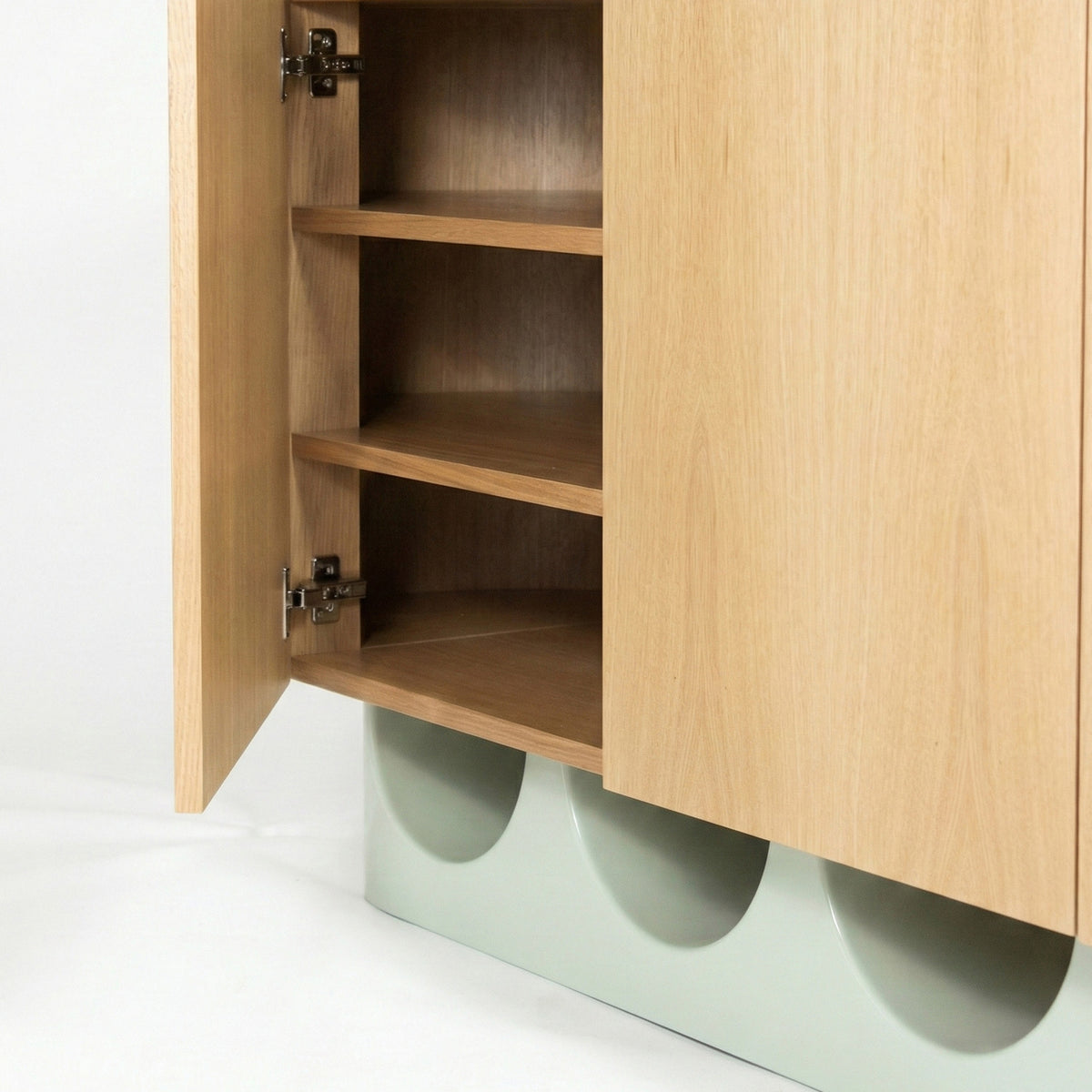 Wave Sideboard open door and arched base detail by Maison Burgos
