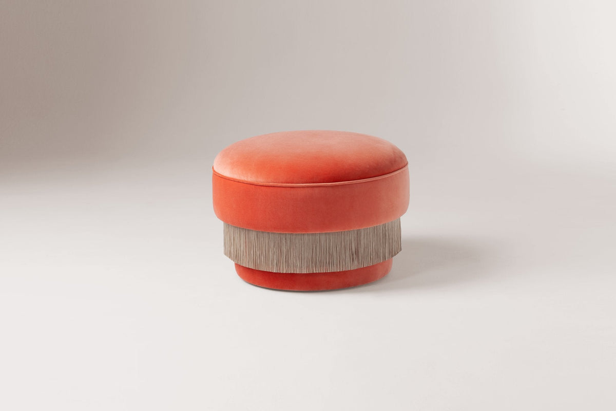 Coral velvet ottoman by Maison Burgos