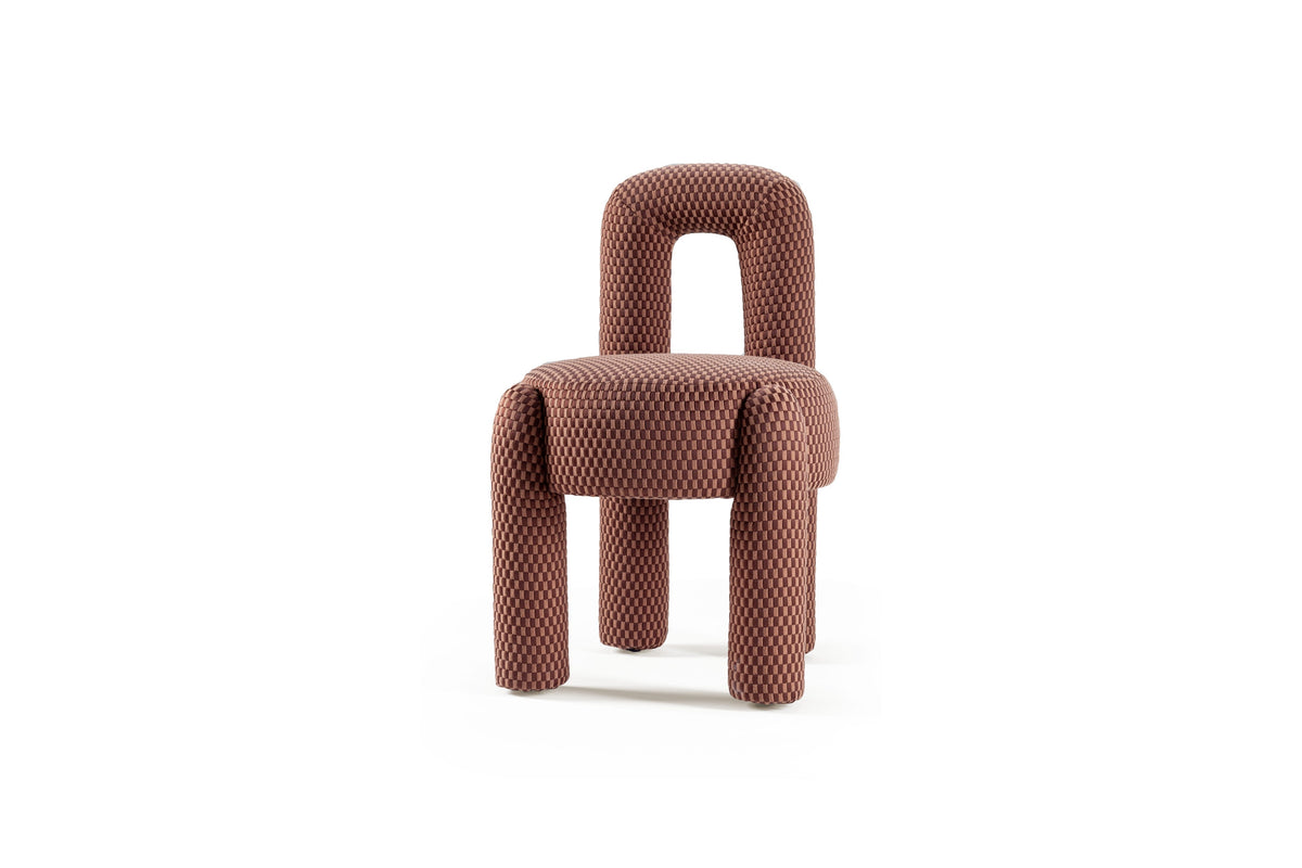 Marlon chair in rust mohair velvet with sculpted legs