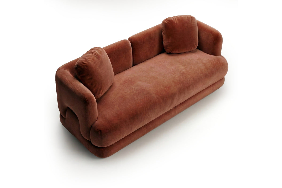 Mosaico Sofa in rust velvet by Maison Burgos
