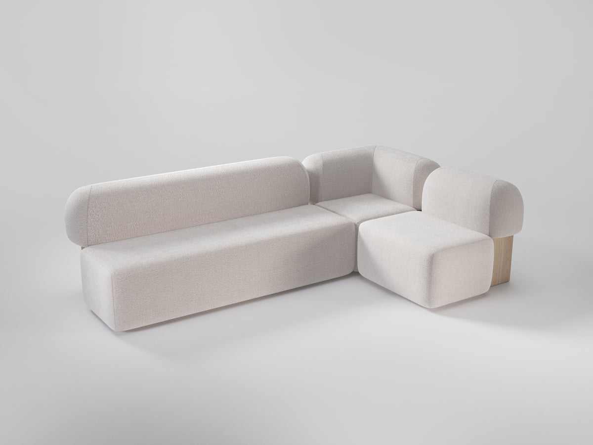 Yemeni Modular Sectional Sofa L-shaped layout in cream