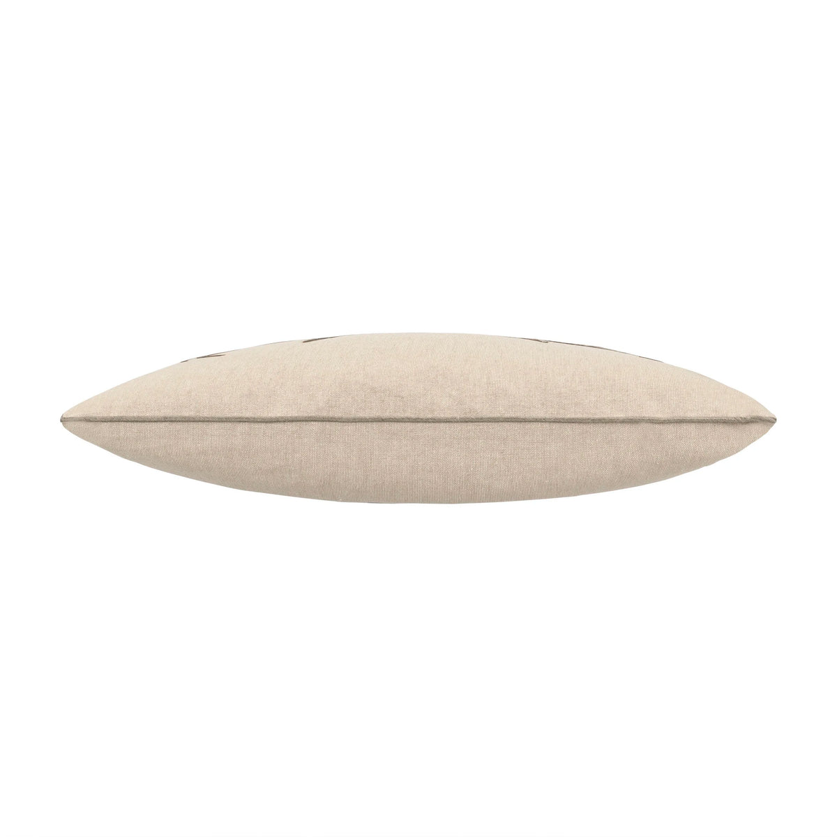 Moe Wheat Pillow in plain wheat fabric, side view